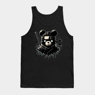 Cool Ninja Bear Japanese Anime Ink Splash Style Tank Top